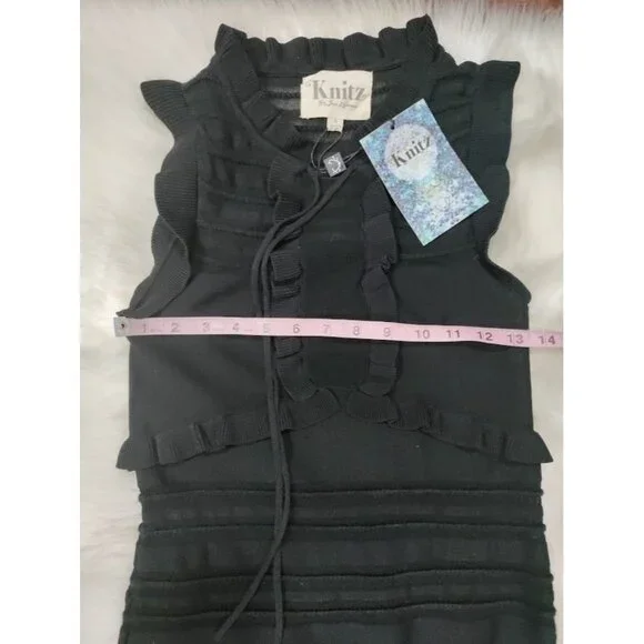NWT For Love and Lemons Knitz Black knit dress With Sheer Accents S - Picture 3 of 15
